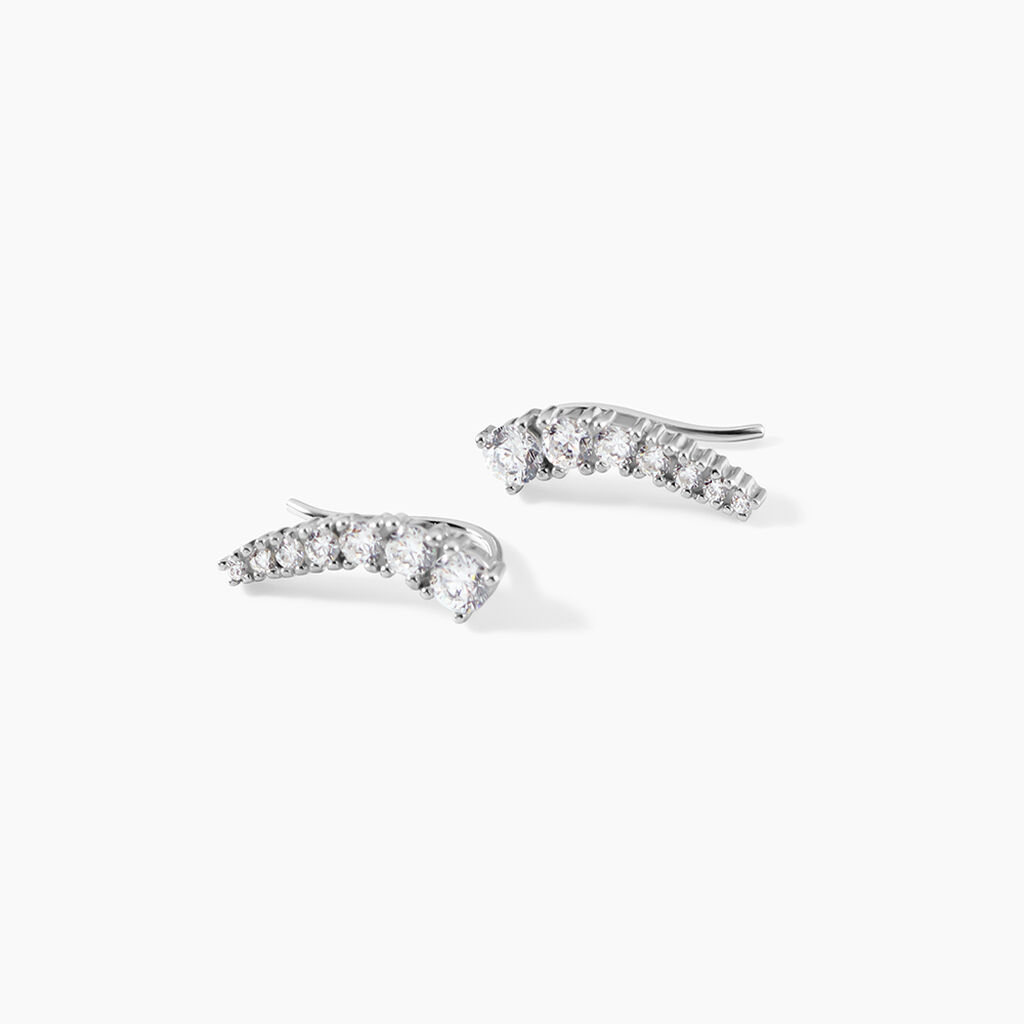 Boucles D'oreilles Grimpantes Aldrick Argent Blanc Oxyde De Zirconium - Boucles d'oreilles fantaisie Femme | Histoire d&rsquo;Or