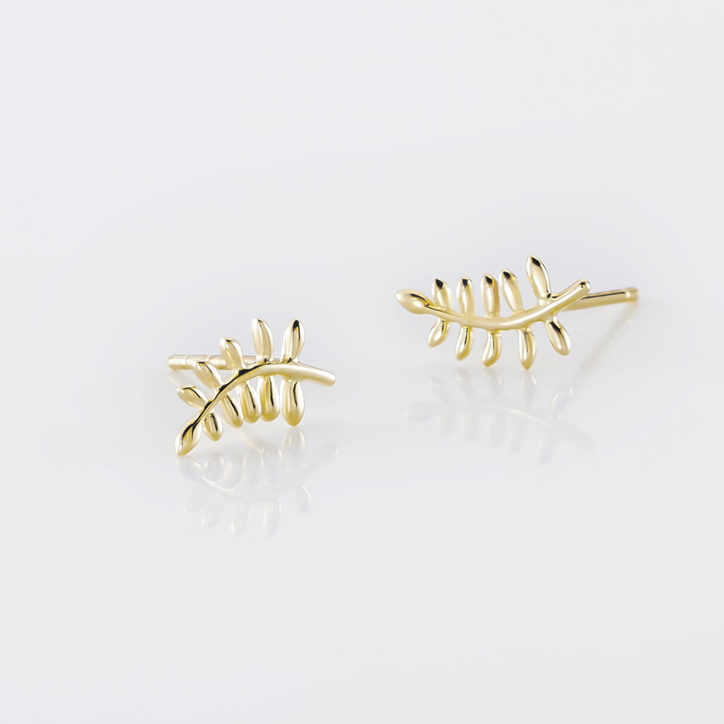 Boucles D'oreilles Puces Bartolomea Feuilles Or Jaune - Clous d'oreilles Femme | Histoire d’Or