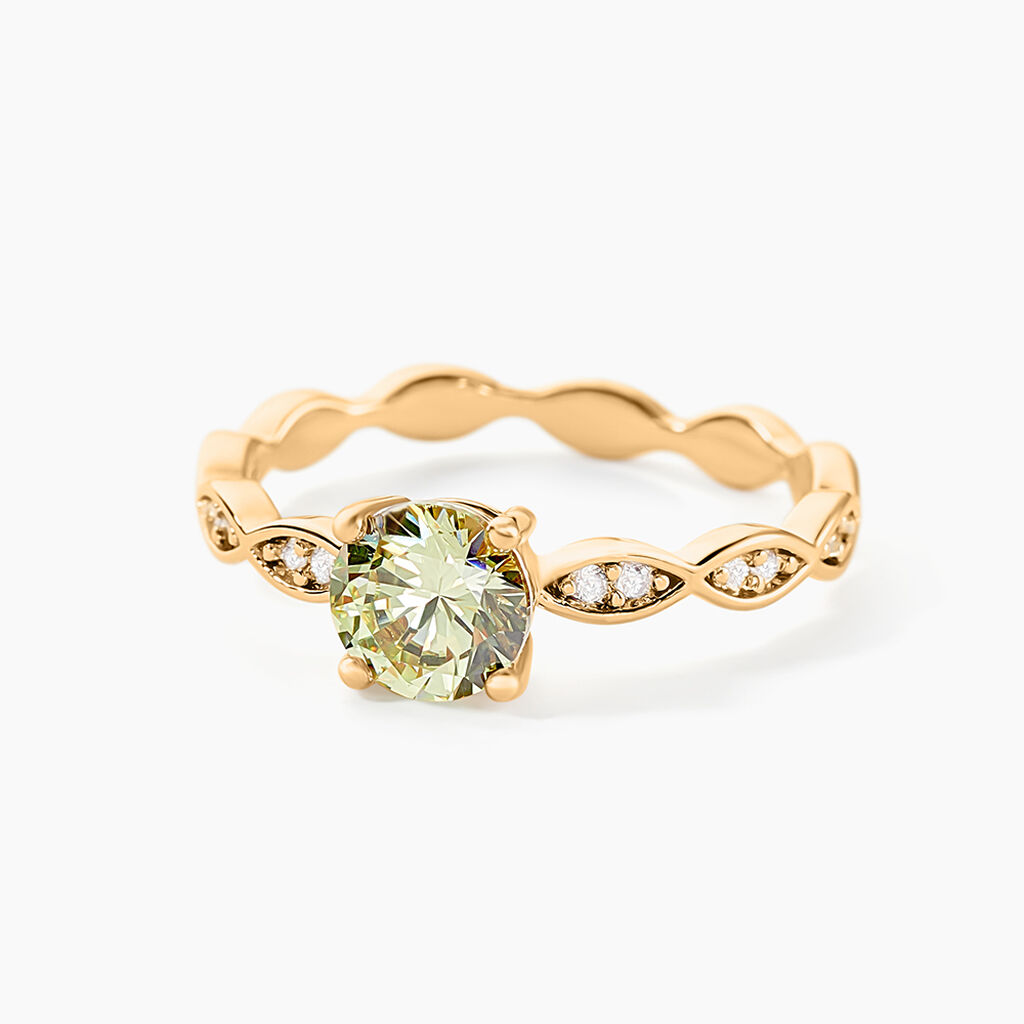 Bague Kurt Plaqu&eacute; Or Jaune Oxyde De Zirconium - Bagues solitaires Femme | Histoire d&rsquo;Or