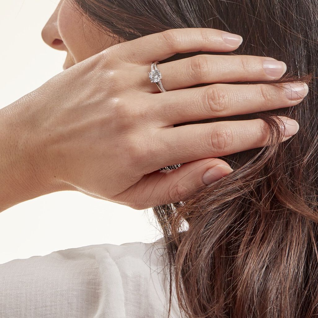 Bague Solitaire Poseidon Argent Blanc Oxyde De Zirconium - Bagues solitaires Femme | Histoire d’Or