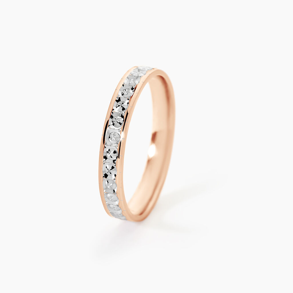 Alliance Fantaisie Diamantee Ruban Plat Or Bicolore - Alliances Femme | Histoire d&rsquo;Or