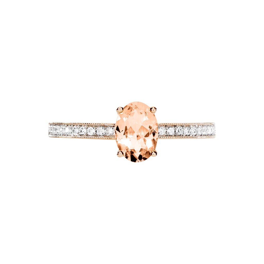 Bague Adelina Or Rose Morganite Et Oxyde De Zirconium - Bagues solitaires Femme | Histoire d&rsquo;Or