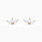 Boucles D'oreilles Puces Marquise Or Jaune Oxyde De Zirconium - Clous d'oreilles Femme | Histoire d&rsquo;Or