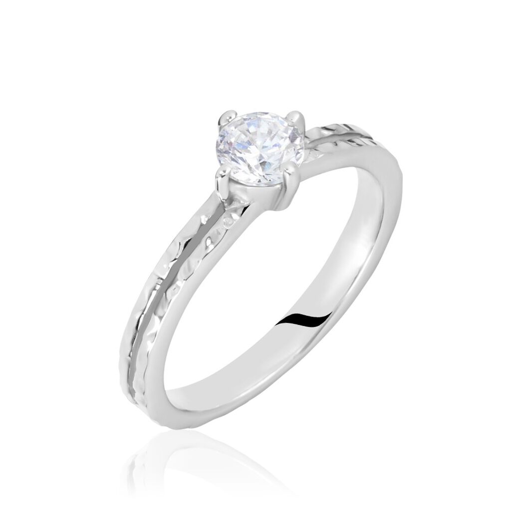Bague Solitaire Argent Blanc Candi Oxyde De Zirconium - Bagues solitaires Femme | Histoire d&rsquo;Or