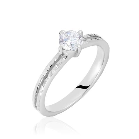 Bague Solitaire Argent Blanc Candi Oxyde De Zirconium - Bagues solitaires Femme | Histoire d&rsquo;Or