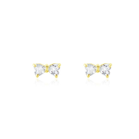 Boucles D'oreilles Puces Darina Noeud Or Jaune Oxyde De Zirconium - Clous d'oreilles Femme | Histoire d’Or