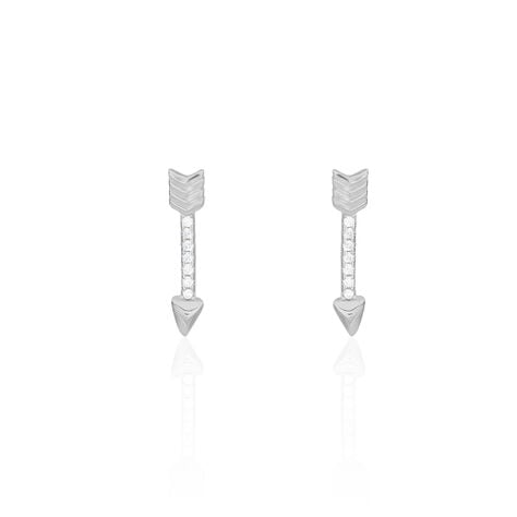 Boucles D'oreilles Puces Harrow Argent Blanc Oxyde De Zirconium - Boucles d'oreilles fantaisie Femme | Histoire d&rsquo;Or