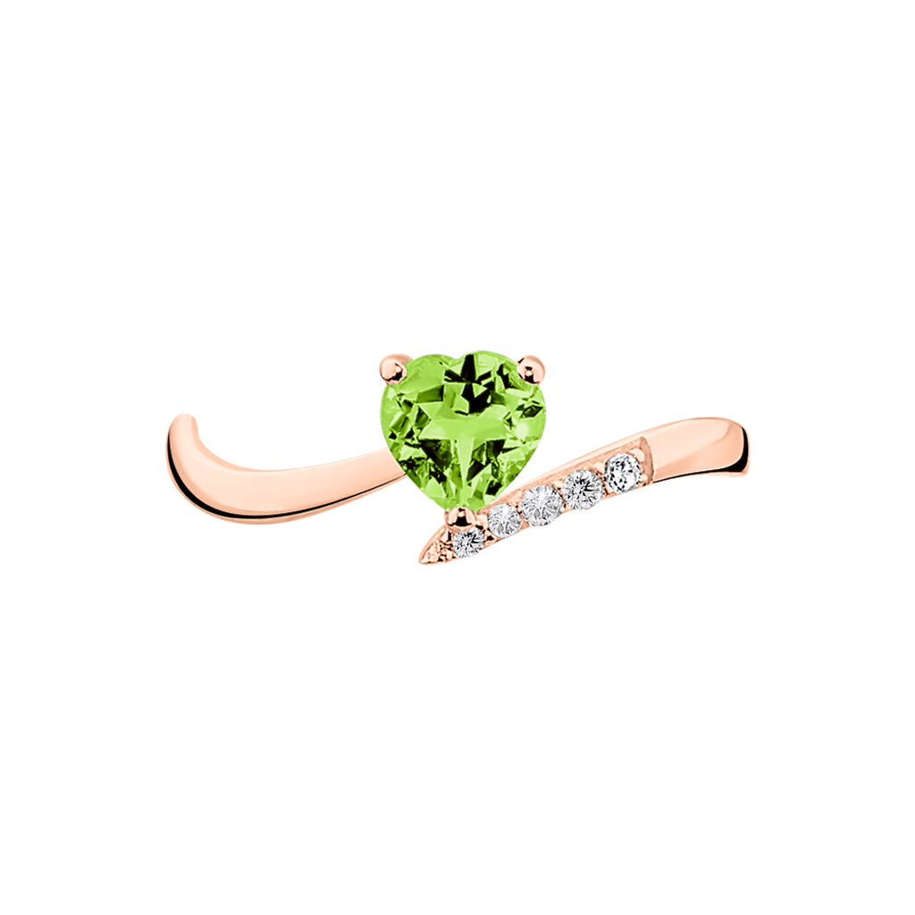 Bague Eva Or Rose P&eacute;ridot Et Diamant - Bagues solitaires Femme | Histoire d&rsquo;Or