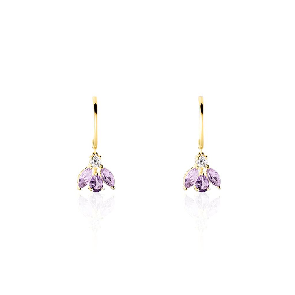 Boucles D'oreilles Pendantes Spring Or Jaune Améthyste Oxyde - Boucles d'oreilles pendantes Femme | Histoire d’Or