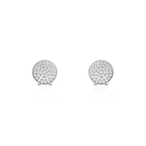 Boucles D'oreilles Puces Darwin Argent Blanc Oxyde - Boucles d'oreilles fantaisie Femme | Histoire d’Or