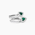 Creoles Serment D'Argent Argent Blanc Malachite Oxyde De Zirconium - Boucles d'oreilles cr&eacute;oles Femme | Histoire d&rsquo;Or