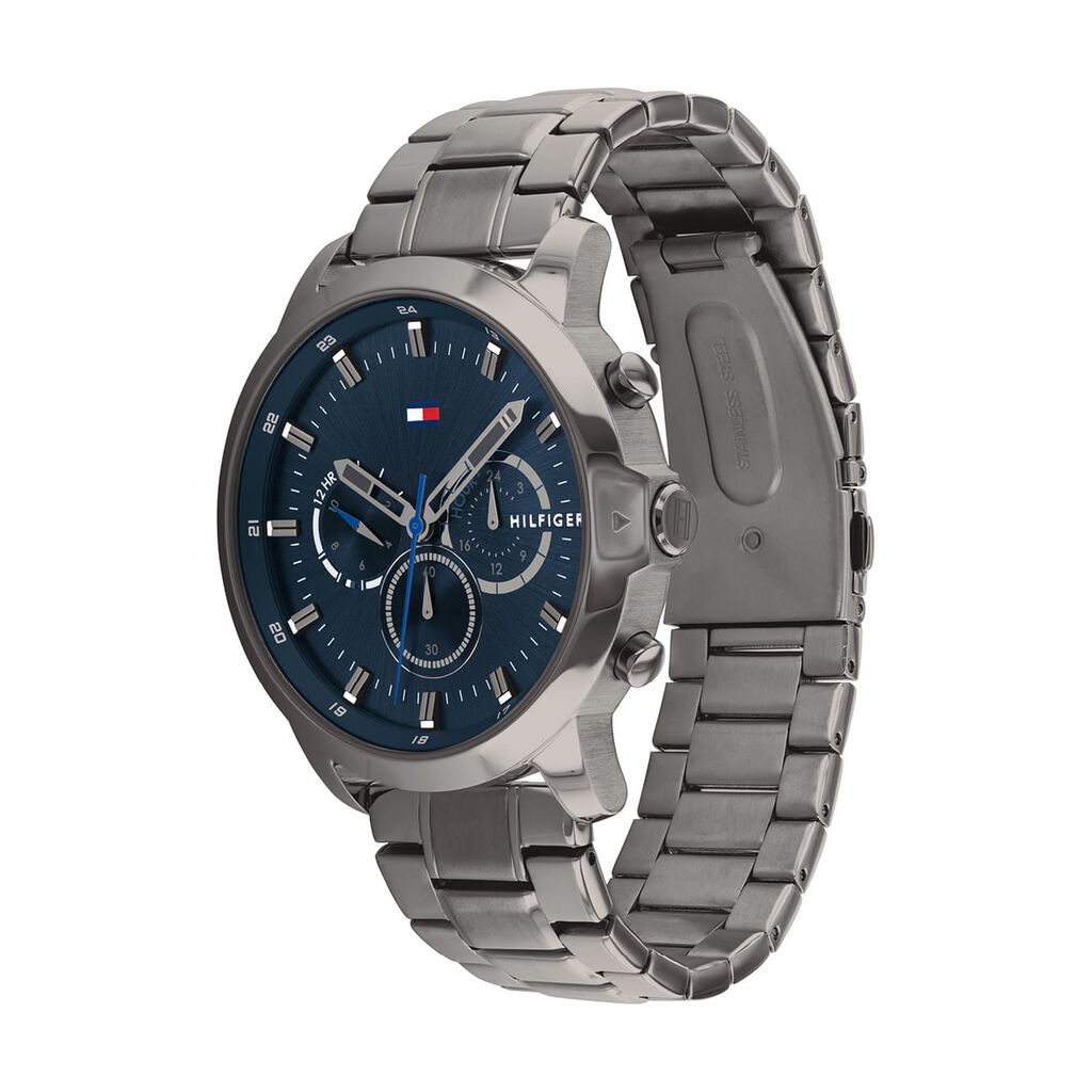 Montres Tommy Hilfiger 1791796 Acier Boucle Deployante Simple Maillons Gris Ronde Himhg1b1220 Histoire D Or