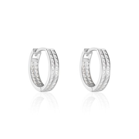 Créoles Argent Blanc Taki Oxydes De Zirconium - Boucles d'oreilles créoles Femme | Histoire d’Or