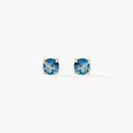Boucles D'oreilles Puces Elea Or Jaune Topaze Bleu London - Clous d'oreilles Femme | Histoire d&rsquo;Or