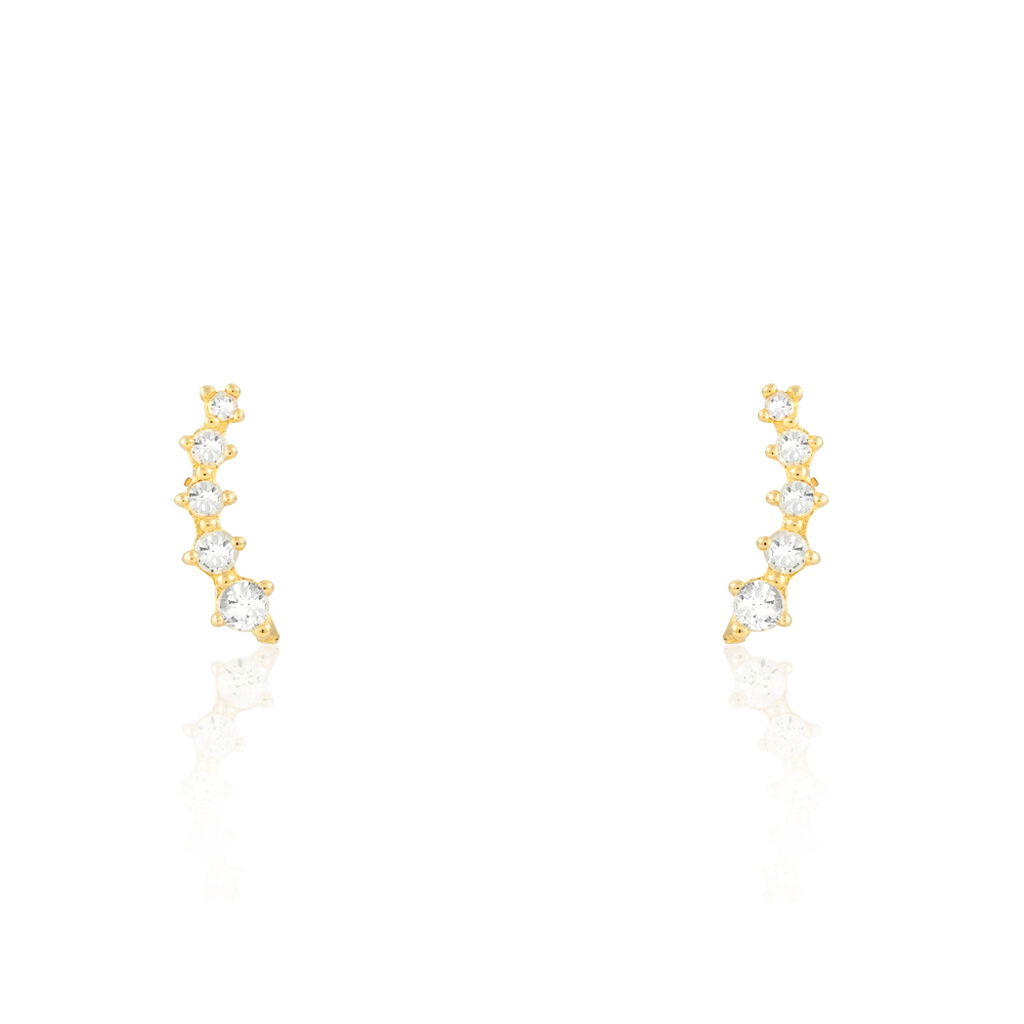 Boucles D'oreilles Puces Youssa Barrettes Or Jaune Oxyde De Zirconium - Clous d'oreilles Femme | Histoire d’Or