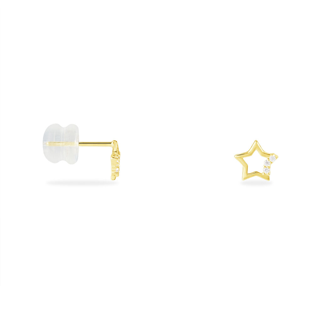 Boucles D'oreilles Puces Camomille Or Jaune Oxyde De Zirconium - Clous d'oreilles Enfant | Histoire d’Or