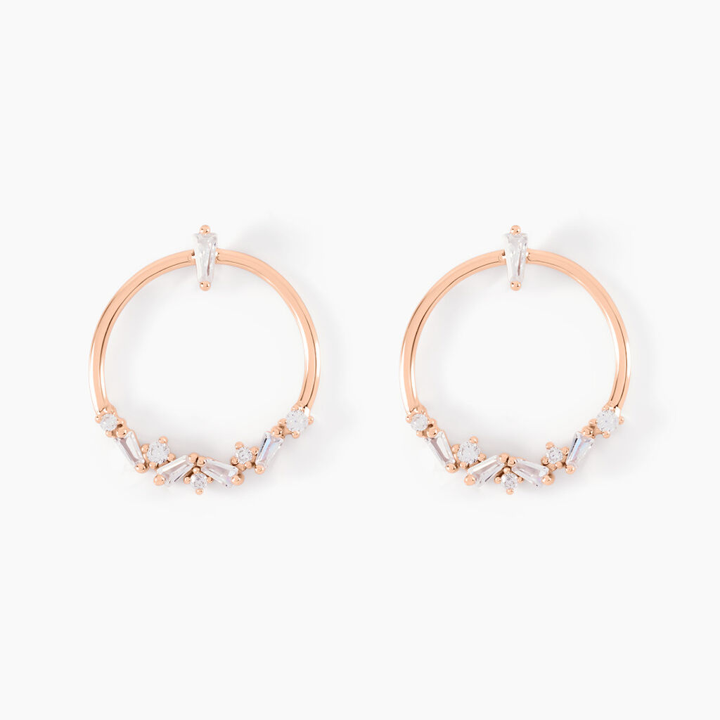 Boucles D'oreilles Pendantes Celene Argent Rose Oxyde De Zirconium - Boucles d'oreilles fantaisie Femme | Histoire d’Or