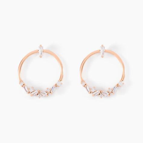 Boucles D'oreilles Pendantes Celene Argent Rose Oxyde De Zirconium - Boucles d'oreilles fantaisie Femme | Histoire d’Or