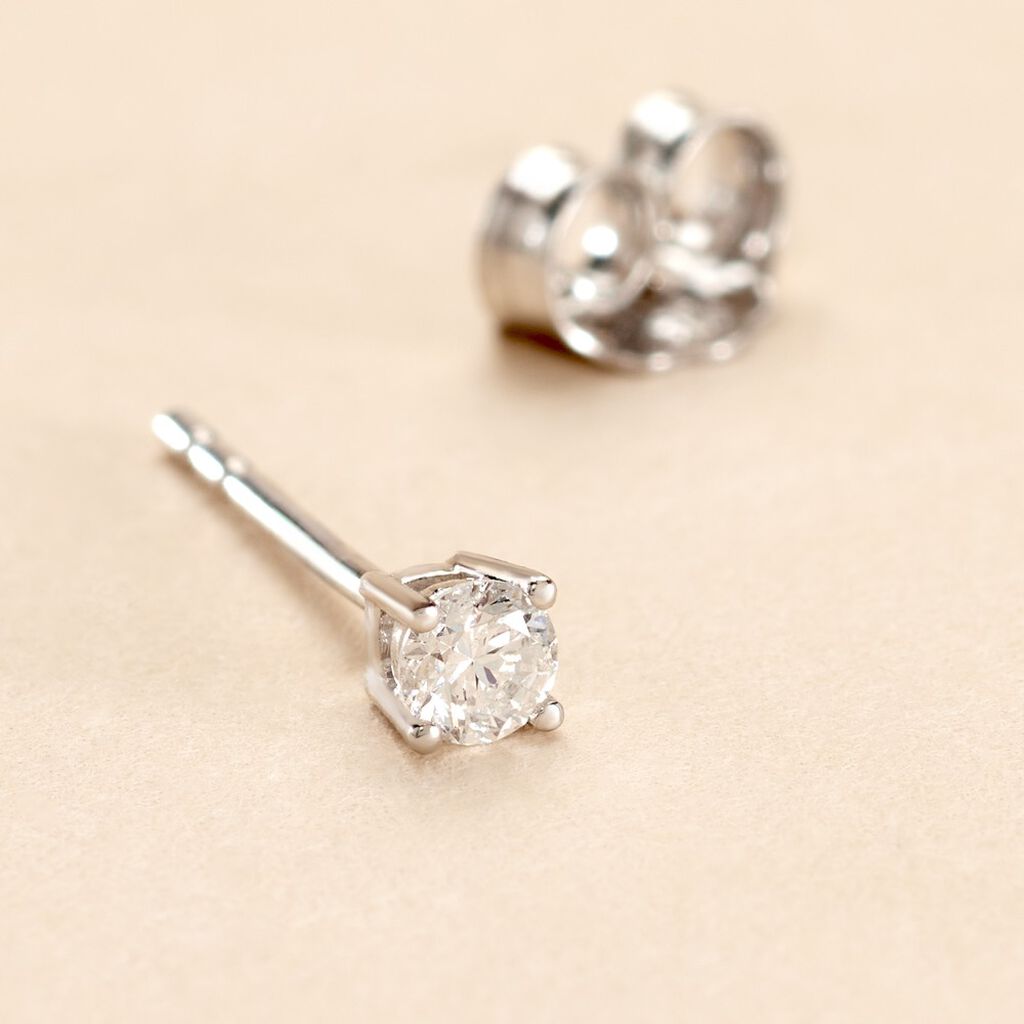 Boucle D'oreille Puce Unitaire Victoria Or Blanc Diamant - Clous d'oreilles Famille | Histoire d’Or