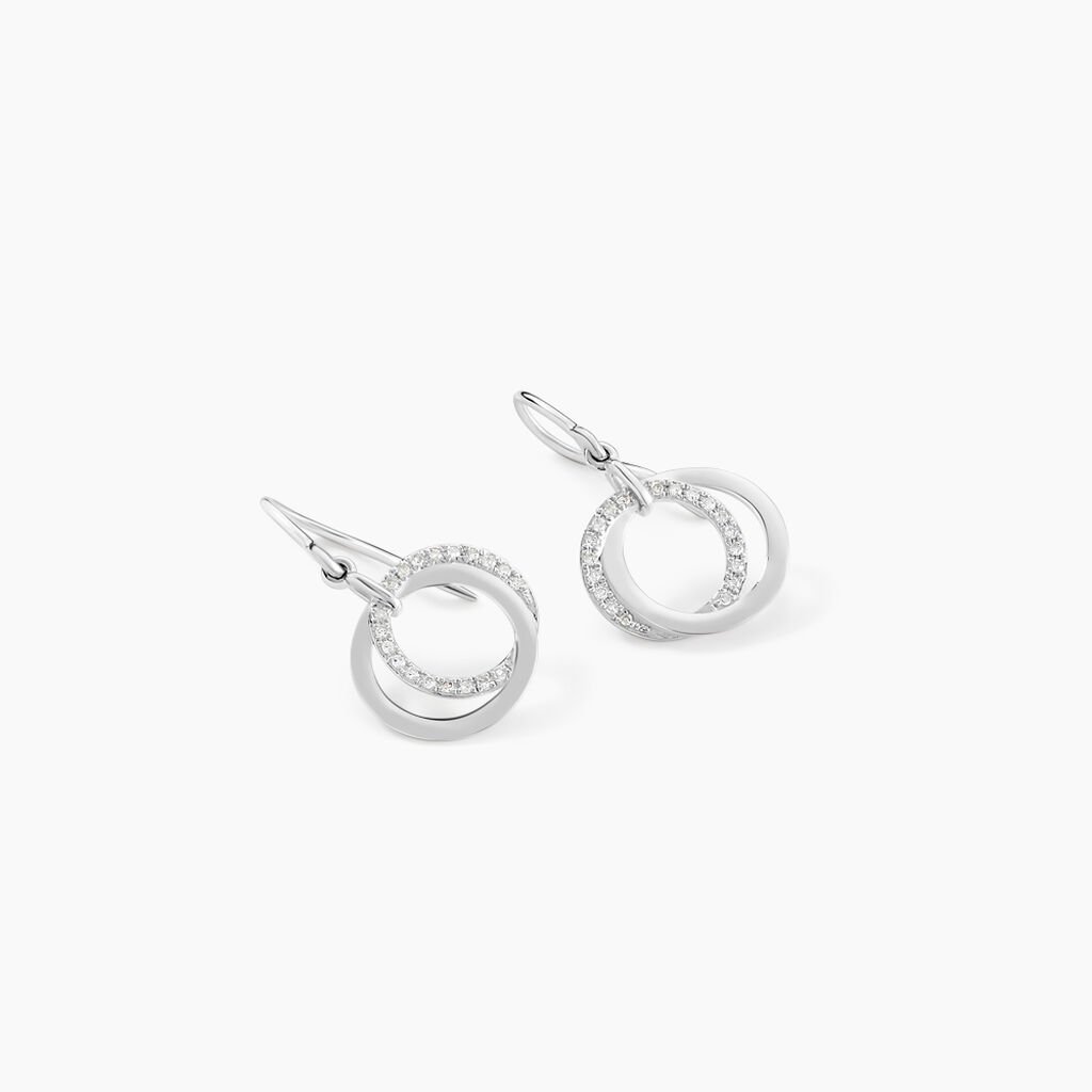 Boucles D'oreilles Pendantes Or Blanc Tresha Diamants - Boucles d'oreilles pendantes Femme | Histoire d’Or