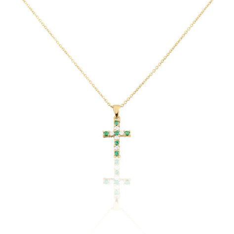 Collier Plaqué Or Gaea Pierre Synthétique - Colliers Croix Femme | Histoire d’Or