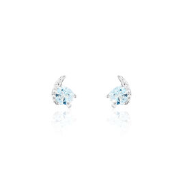 Boucles D'oreilles Puces Coeur In Love Or Blanc Topaze Et Oxyde - Clous d'oreilles Femme | Histoire d’Or