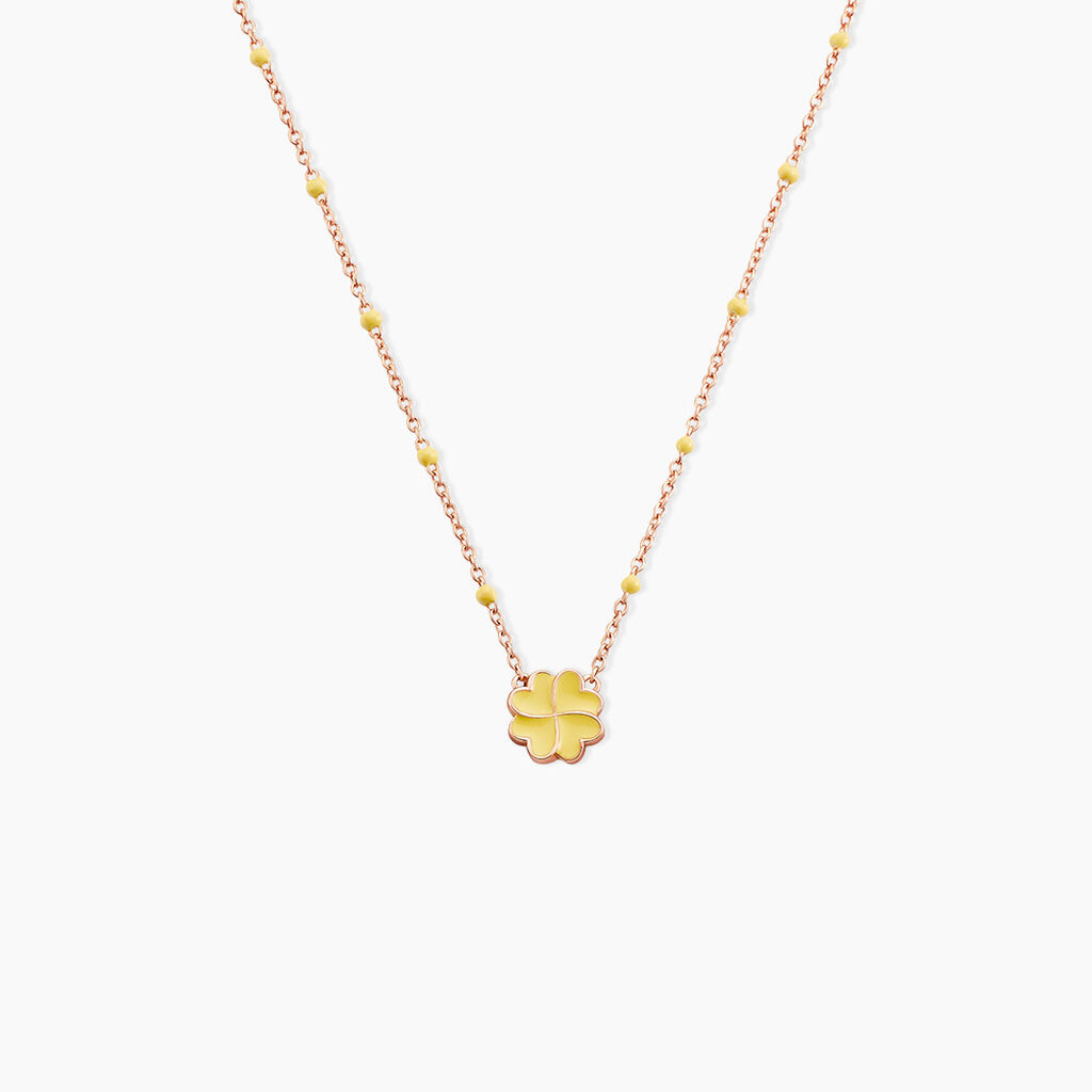 Collier Mimosa Argent Rose - Ras de cou Femme | Histoire d’Or