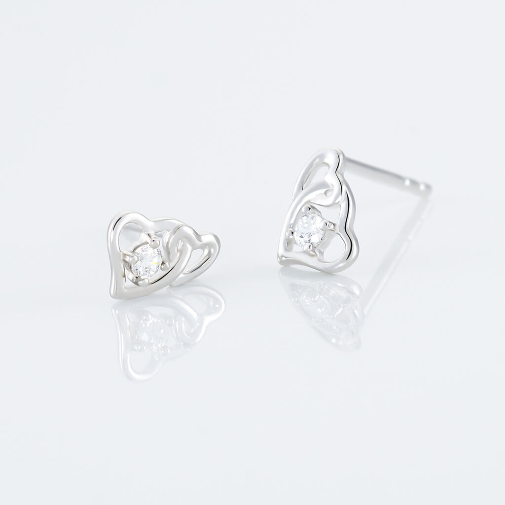 Boucles D'oreilles Puces Roma Argent Blanc Oxyde De Zirconium - Boucles d'oreilles fantaisie Femme | Histoire d’Or