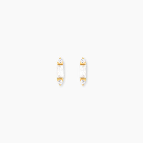 Boucles D'Oreilles Puces Fido Or Jaune Oxyde De Zirconium - Clous d'oreilles Femme | Histoire d&rsquo;Or