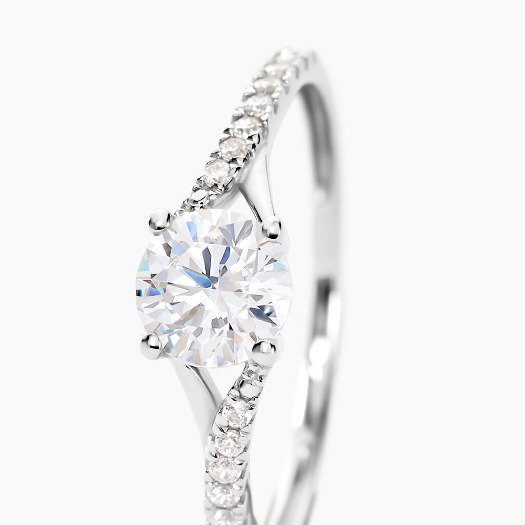 Bague Evita Or Blanc Oxyde De Zirconium - Bagues solitaires Femme | Histoire d’Or