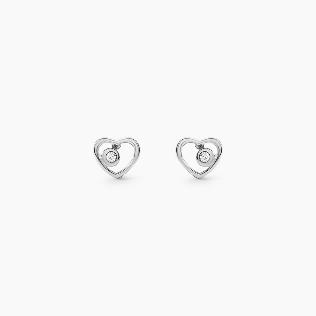 Boucles D'oreilles Puces Ashley Argent Blanc Oxyde De Zirconium - Boucles d'oreilles fantaisie Femme | Histoire d&rsquo;Or
