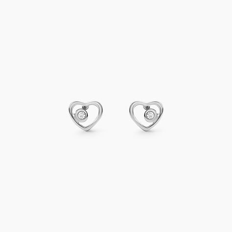 Boucles D'oreilles Puces Ashley Argent Blanc Oxyde De Zirconium - Boucles d'oreilles fantaisie Femme | Histoire d&rsquo;Or