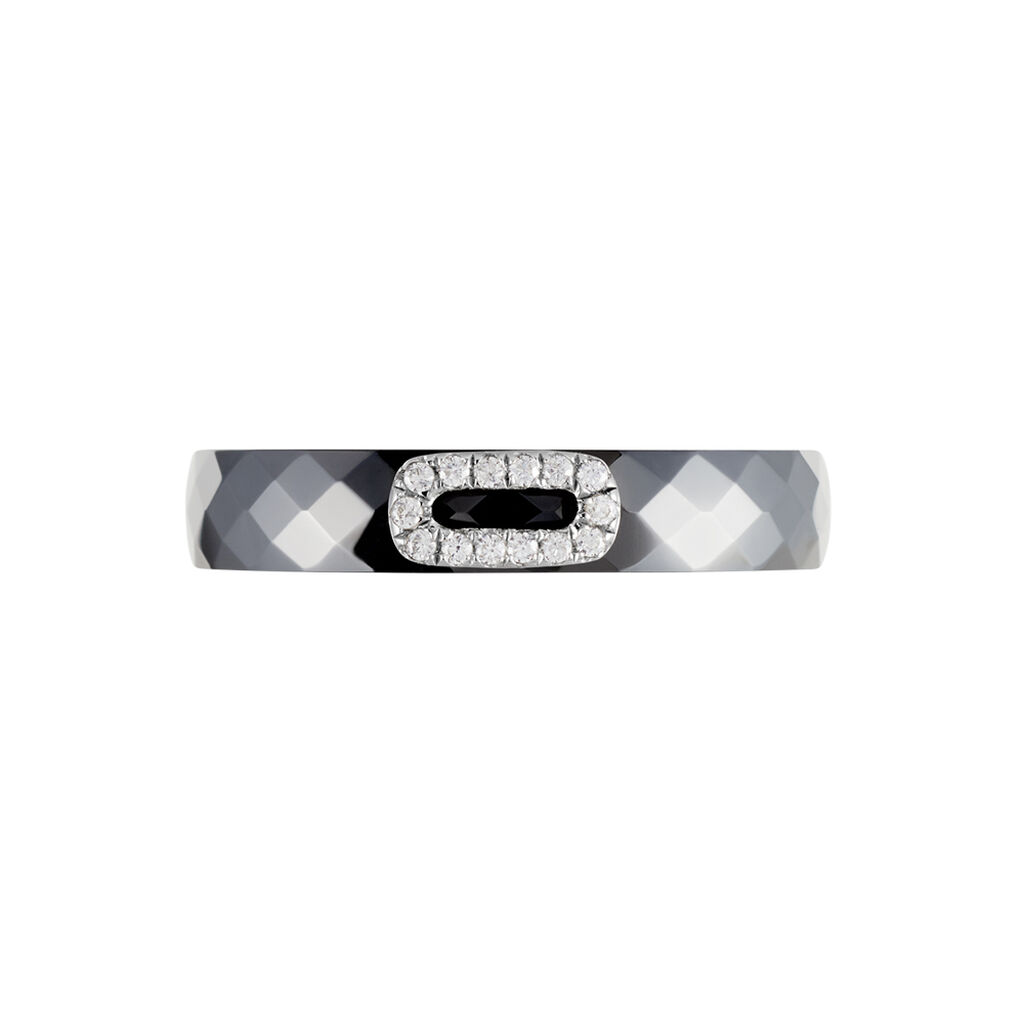 Bague Ceramik Design Argent Blanc Oxyde De Zirconium Et Céramique - Bagues avec pierre Femme | Histoire d’Or
