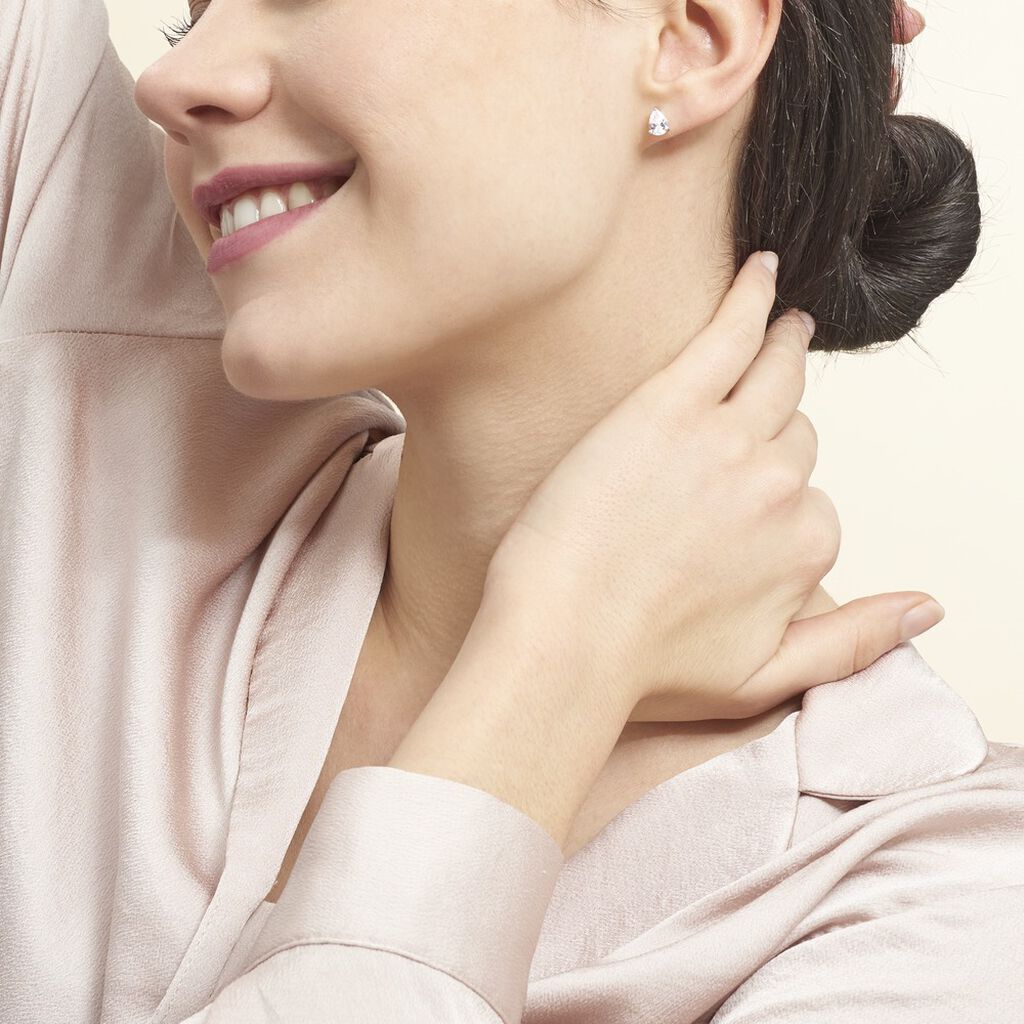 Boucles D'oreilles Puces Clarysse Argent Blanc Oxyde De Zirconium - Boucles d'oreilles fantaisie Femme | Histoire d’Or