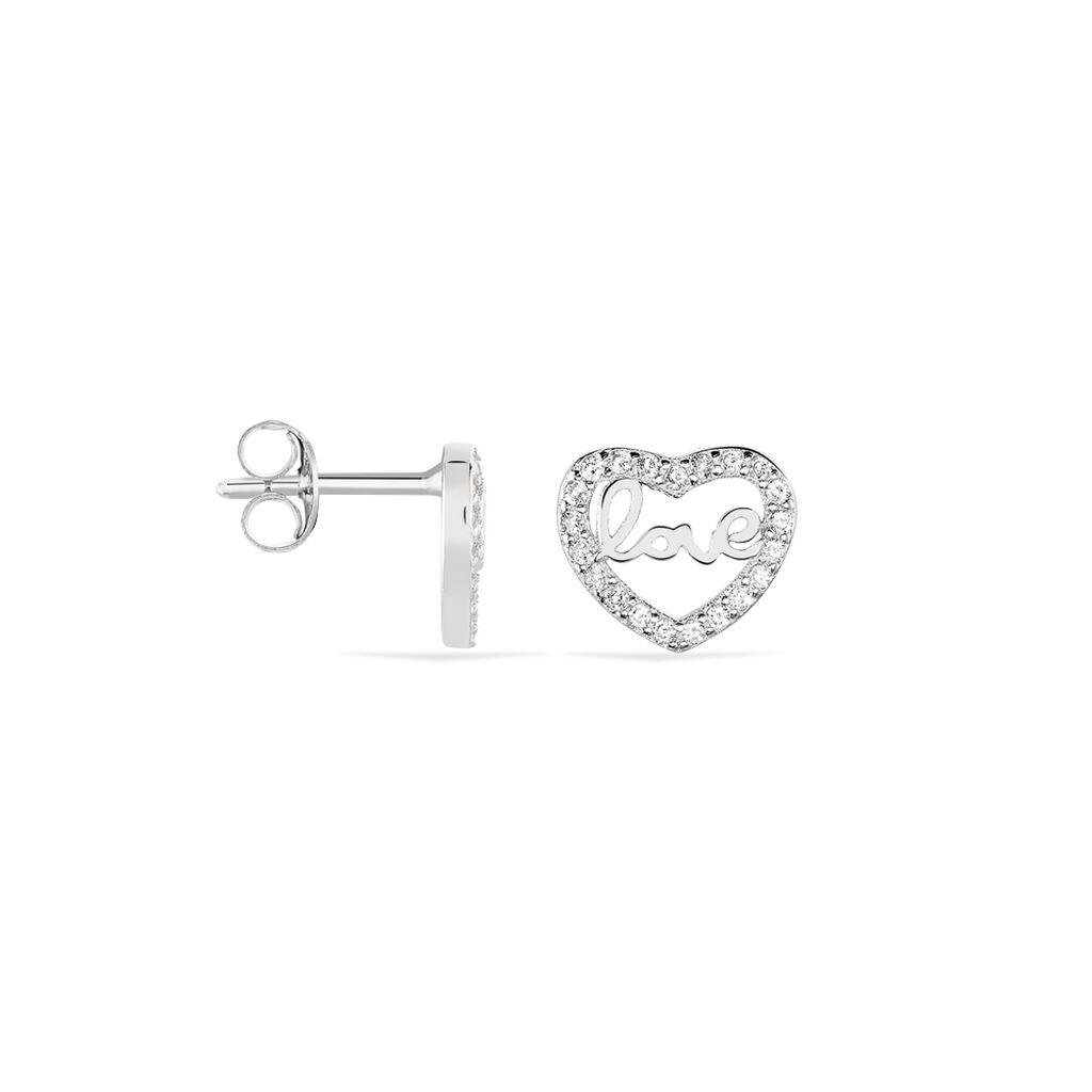 Boucles D'oreilles Puces Delicata Argent Blanc Oxyde De Zirconium - Boucles d'oreilles fantaisie Femme | Histoire d&rsquo;Or