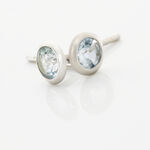 Boucles D'oreilles Puces Edy Serti Clos Or Blanc Topaze - Clous d'oreilles Femme | Histoire d&rsquo;Or