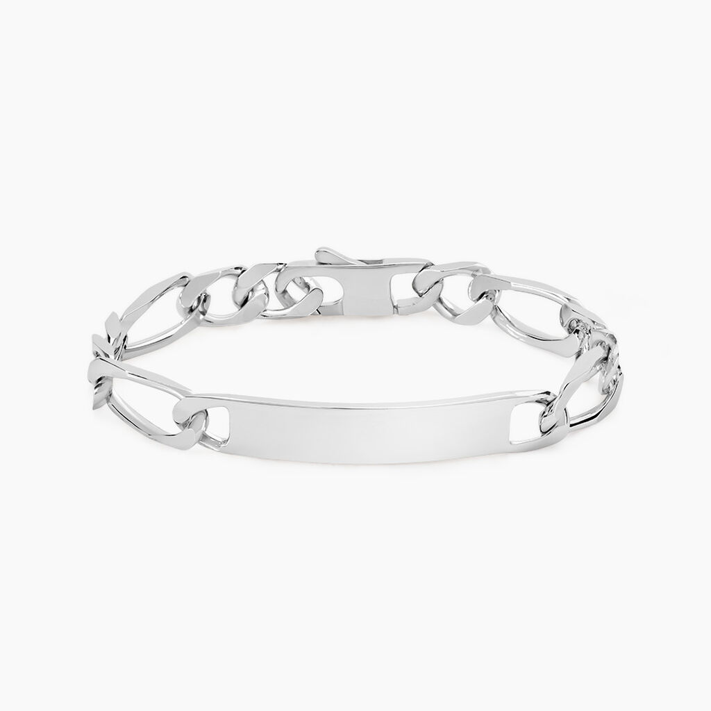 Bracelet Identit&eacute; Vila Maille Alternee 1/2 Argent Blanc - Gourmettes Homme | Histoire d&rsquo;Or