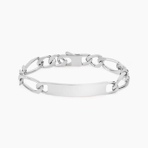 Bracelet Identit&eacute; Vila Maille Alternee 1/2 Argent Blanc - Gourmettes Homme | Histoire d&rsquo;Or