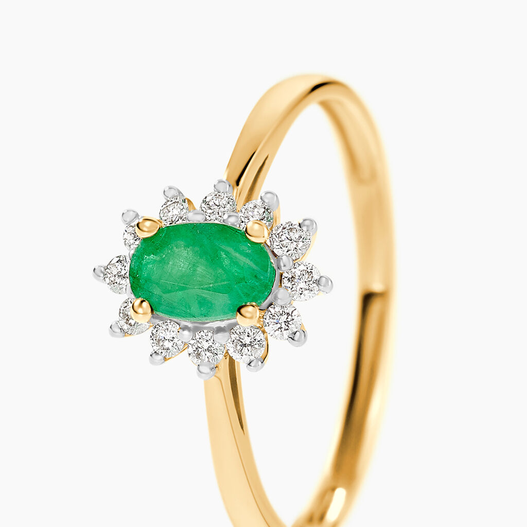 Bague Vladimir Or Jaune  Emeraude Diamants - Bagues solitaires Femme | Histoire d&rsquo;Or