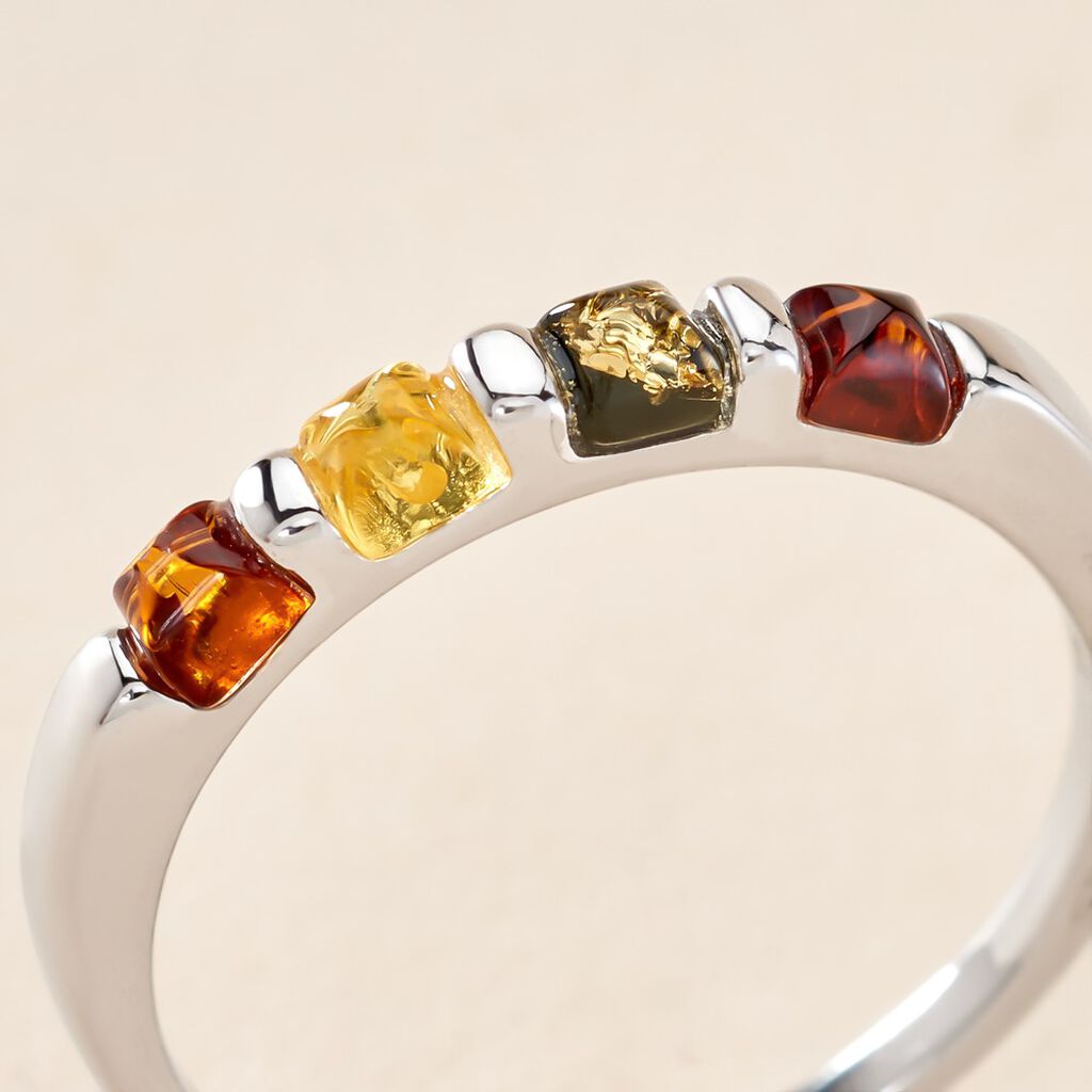 Bague Philo Argent Blanc Ambre - Bagues avec pierre Femme | Histoire d’Or