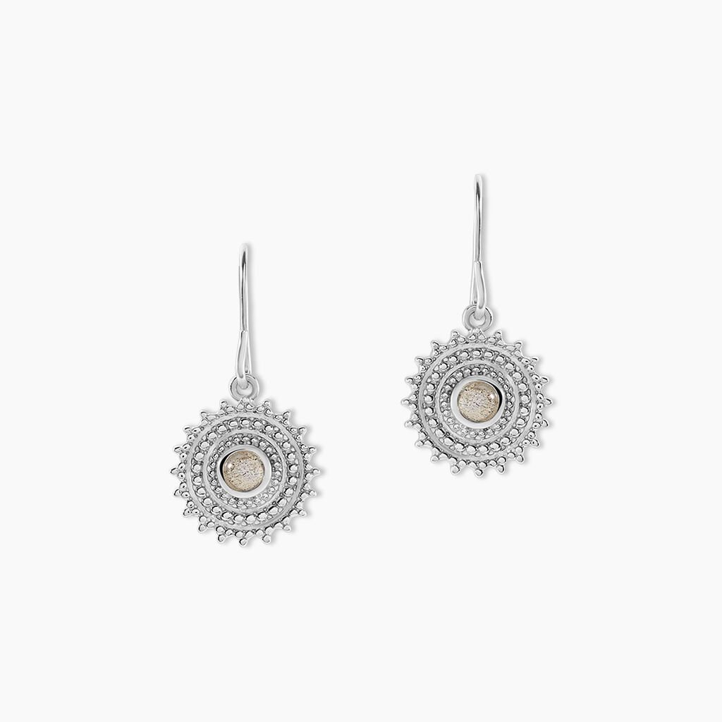 Boucles D'oreilles Pendantes Nyoko Argent Blanc Labradorite - Boucles d'oreilles fantaisie Femme | Histoire d’Or
