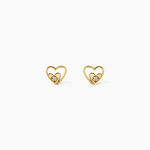 Boucles D'Oreilles Puces Terentille Coeur Argent Dor&eacute; A L'Or 750/1000 Oxyde De Zirconium - Boucles d'oreilles fantaisie Enfant | Histoire d&rsquo;Or