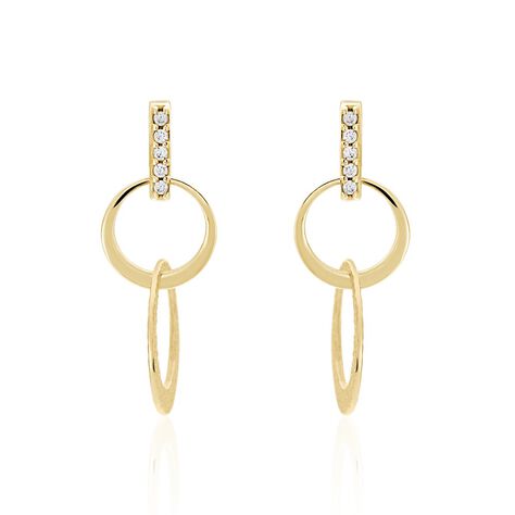 Boucles D'oreilles Pendantes Jenni Plaqué Or Jaune Oxyde De Zirconium - Boucles d'oreilles fantaisie Femme | Histoire d’Or