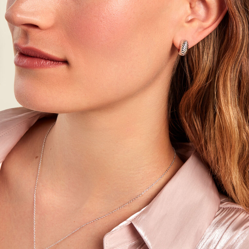 Créoles Oksanne Argent Blanc - Boucles d'oreilles créoles Femme | Histoire d’Or