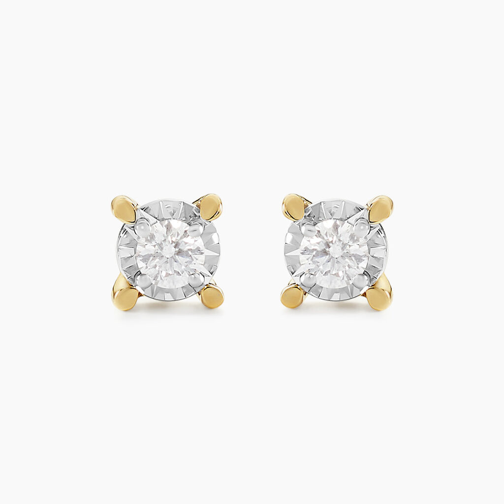Boucles D'oreilles Puces Diamotion Or Jaune Diamant - Clous d'oreilles Femme | Histoire d’Or