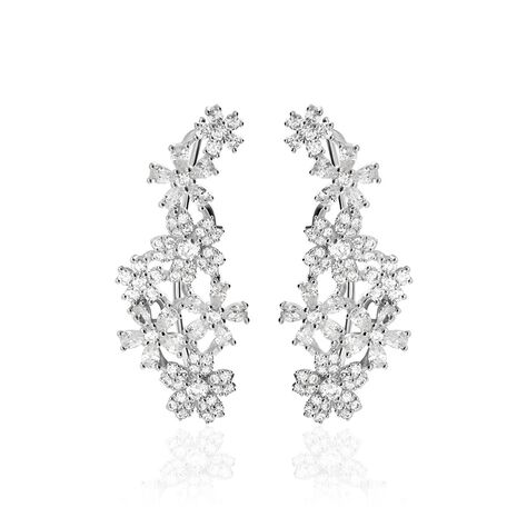 Bijoux D'oreilles Midnight Flower Argent Blanc Oxyde De Zirconium - Ear cuffs Femme | Histoire d&rsquo;Or