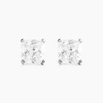 Boucles D'oreilles Puces Doreen Carre Or Blanc Oxyde De Zirconium - Clous d'oreilles Femme | Histoire d&rsquo;Or