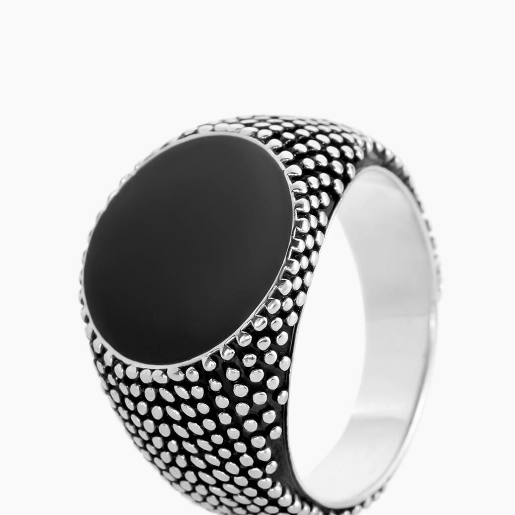 Bague Argent Blanc Tom Email Noir - Bagues Homme | Histoire d&rsquo;Or