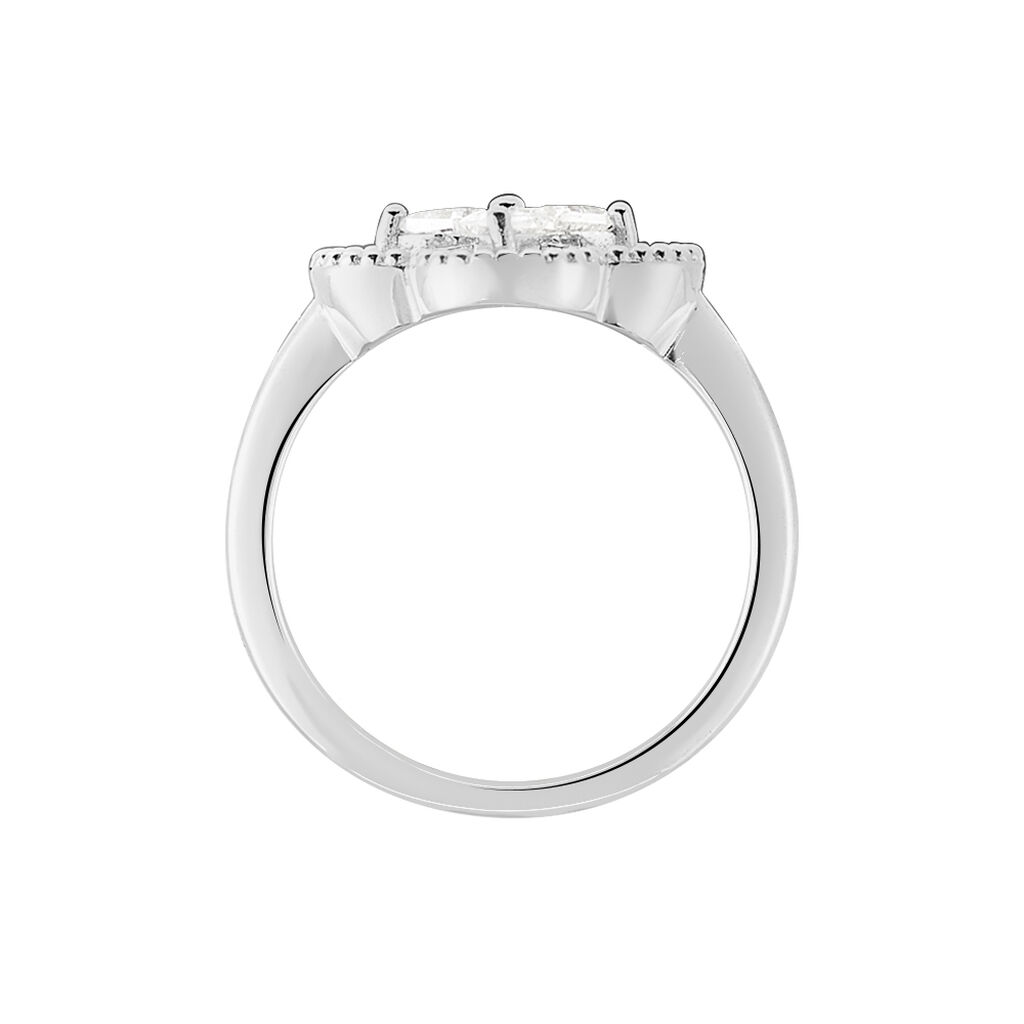 Bague Laetizia Fleur Argent Blanc Oxyde De Zirconium - Bagues avec pierre Femme | Histoire d’Or