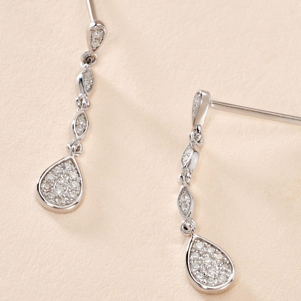 Boucles D'oreilles Pendantes Unice Or Blanc Diamant - Boucles d'oreilles pendantes Femme | Histoire d&rsquo;Or